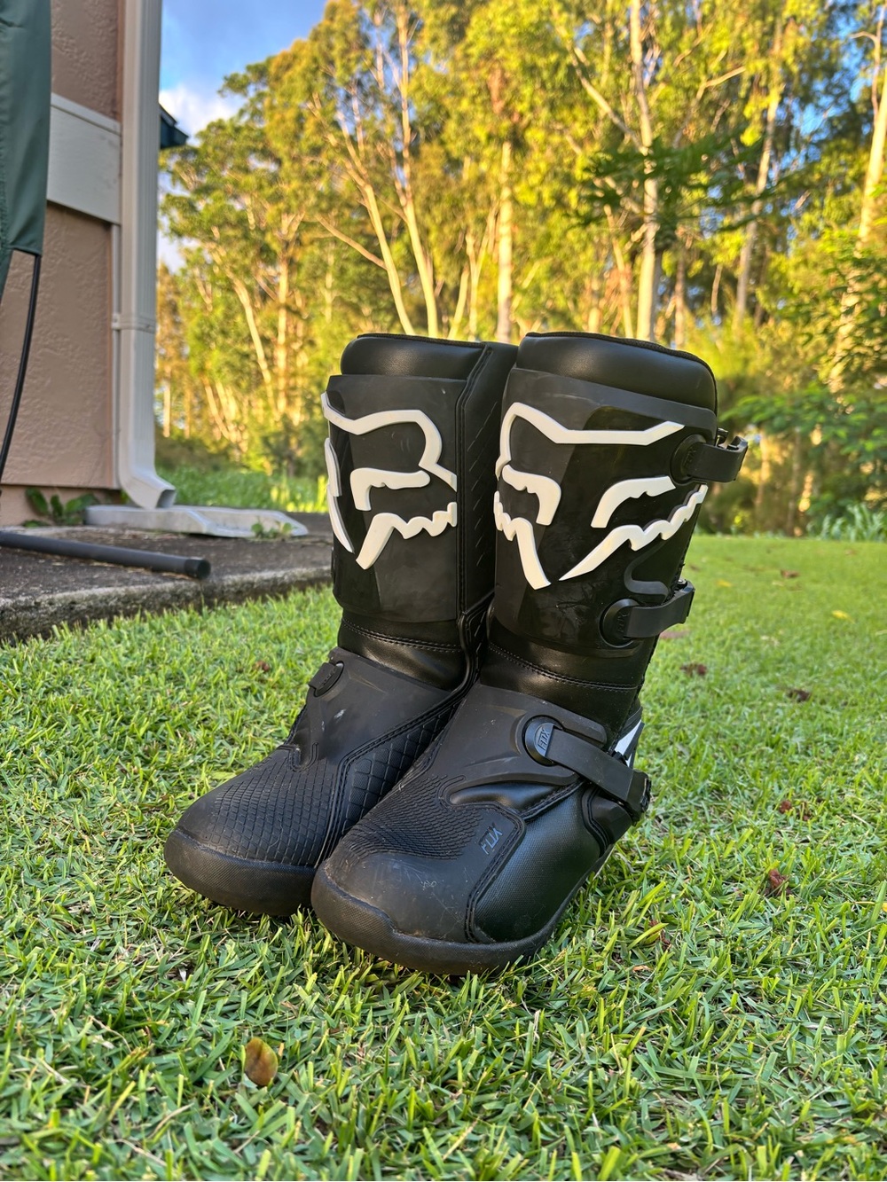 Fox Kids Black and White Motocross Boots